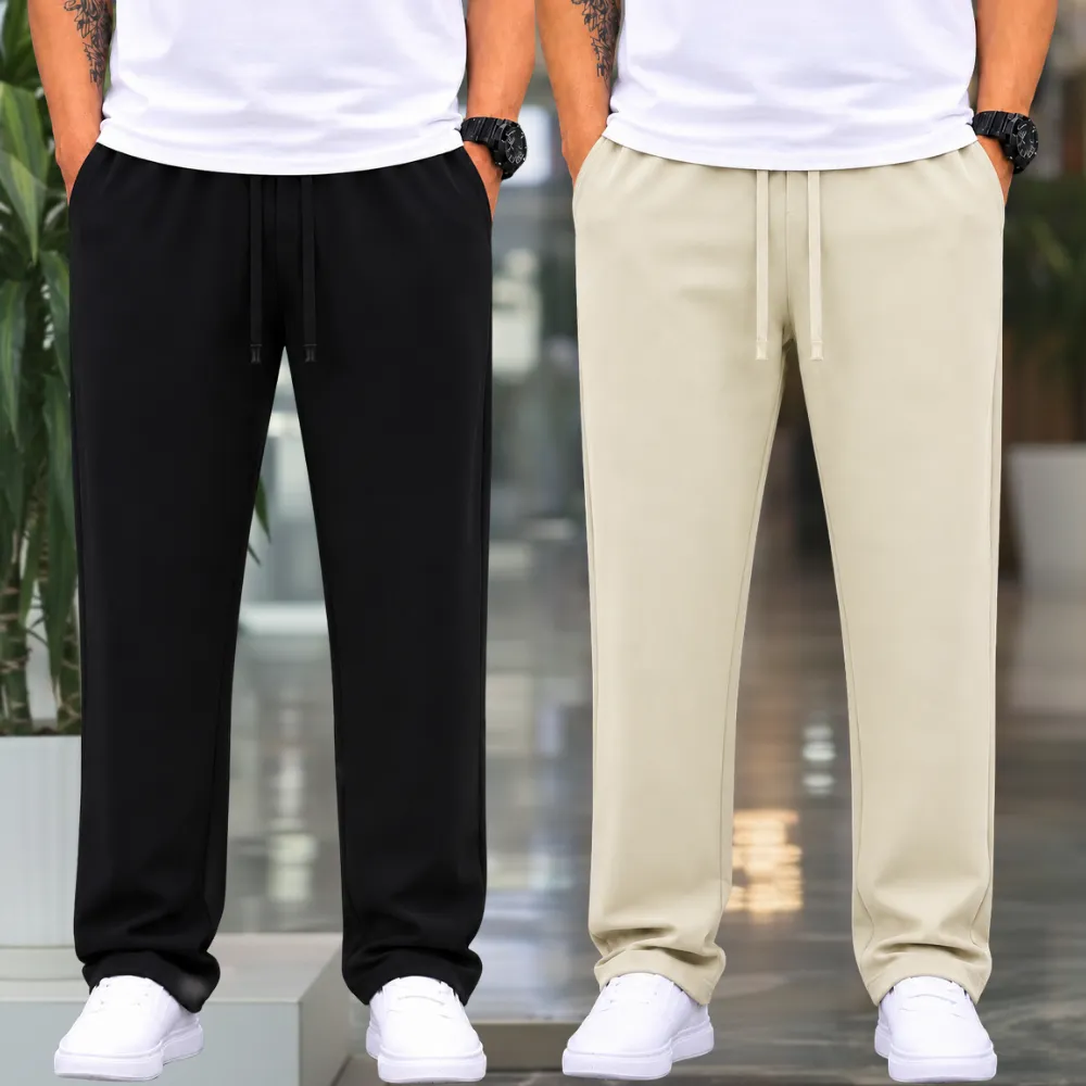 2 Pieces Premium Quality Comfort Style Trousers – Black & off White