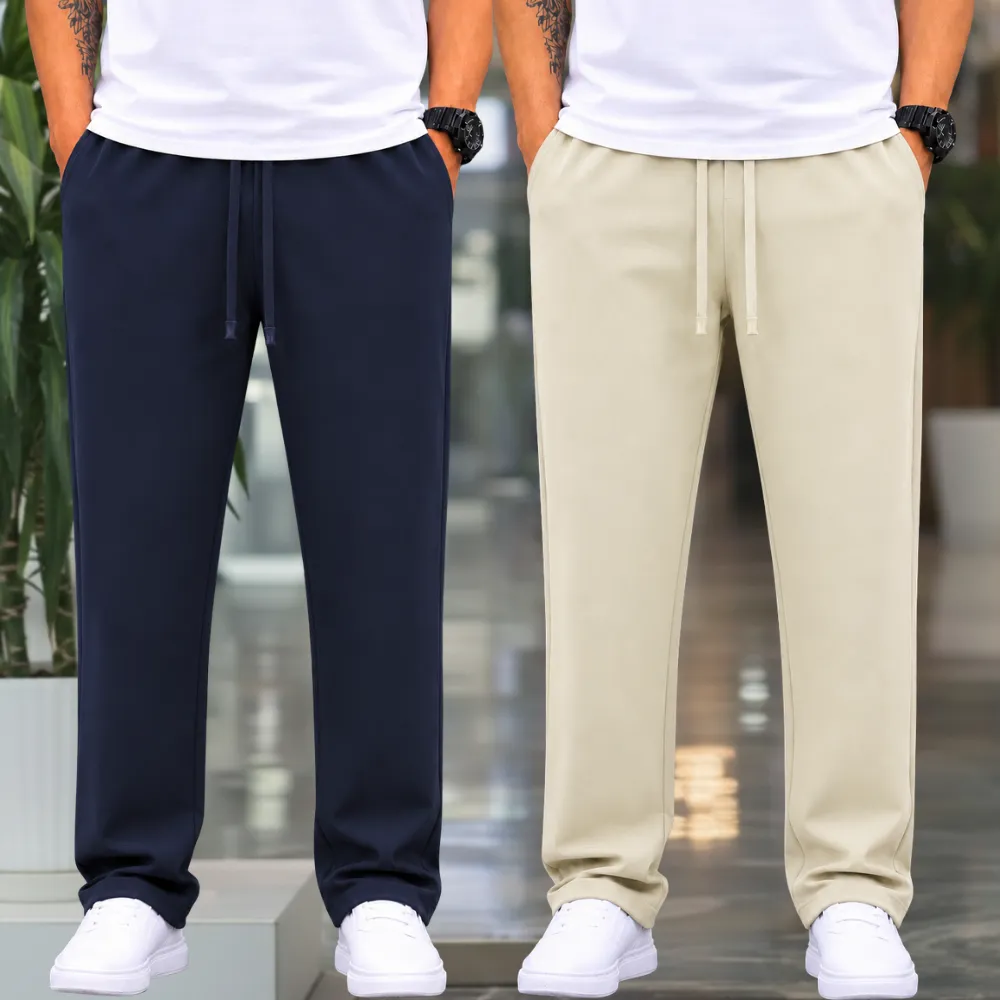 2 Pieces Premium Quality Comfort Style Trousers – Off white & Navy Blue